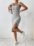 Women’s Knitted Suspender Dress with Side Slit