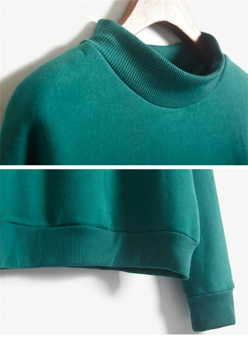 Women's Velvet Turtleneck Long Sleeve Sweatshirt