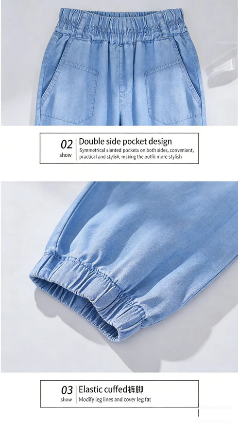 Plus Size Loose Fit Denim Yoga Pants