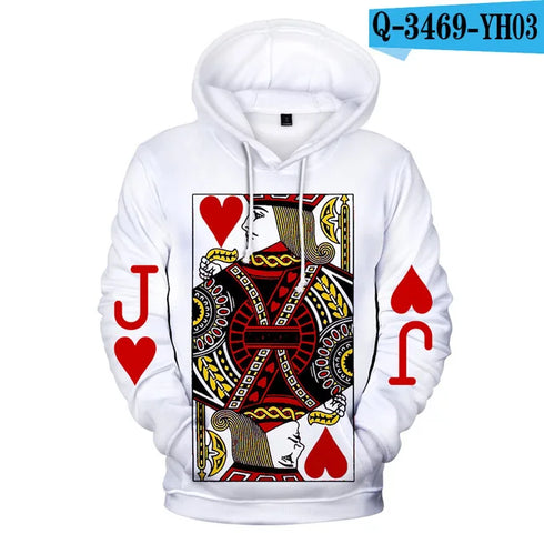 Heart Of The Cards Men's 3D Poker Graphic Hoodie