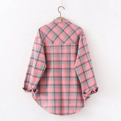 Plaid Flannel Shirt for Women - Casual Long Sleeve Top