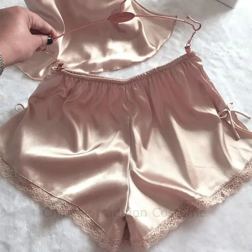 Lace-Up Cami & Shorts Pyjama Set in Various Colours