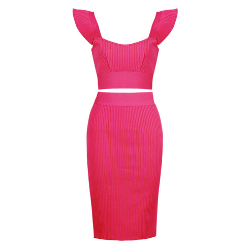 Summer Women’s Bodycon Skirt Suit in Black, Red, and Pink