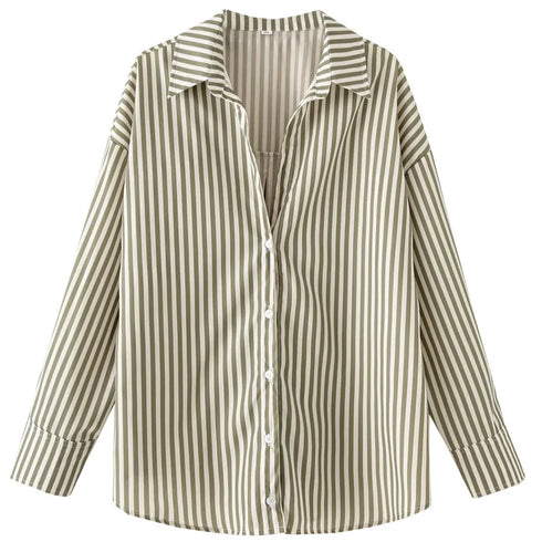 Elegant Oversized Button-Up Blouse for Women