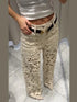 Floral Hollow Out High Waist Wide Leg Jeans