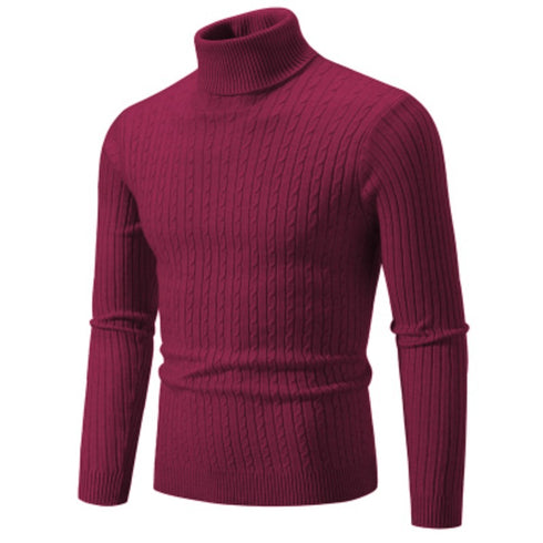 Men's High Neck Casual Knitted Pullover Sweater