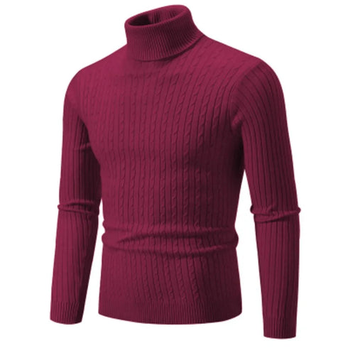 Men's High Neck Casual Knitted Pullover Sweater