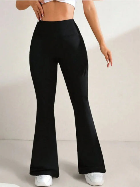 High Waist Flared Yoga Pants in Black