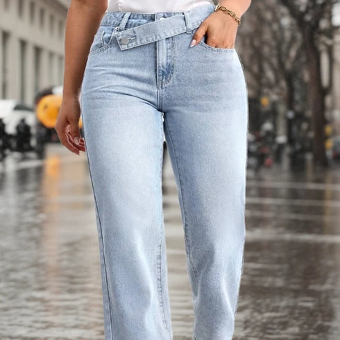 Womens Baggy Light Wash Denim Jeans