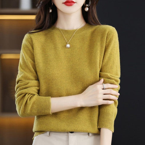 Women's O-Neck Casual Knit Pullover Sweater