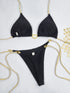White Lace-Up Bikini Set for Women