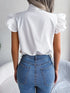 Women's Ruffle Short Sleeve Chiffon Blouse