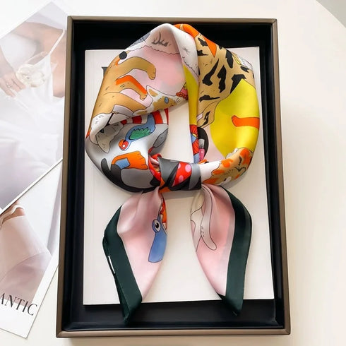 Luxury Silk Square Scarf for Women - 70cm