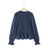 Zevity Women’s Ruffled Lace Stand Collar Smock Blouse