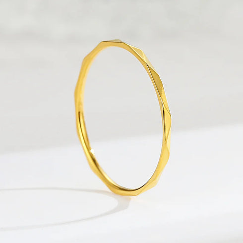 1mm Thin Stackable V Faceted Stainless Steel Midi Ring
