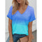 Women’s Oversized 3D Gradient Print V-Neck T-Shirt