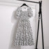 Floral A-Line Chiffon Dress with Short Sleeves