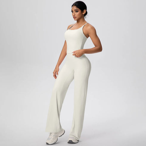 Backless Yoga Set with Wide Leg Pants