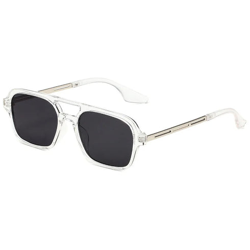 Retro Double Bridge Pilot Sunglasses with Pink Gradient