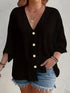 Women's Plus-size T-shirt Solid Color Breathable Spring/summer V-neck Button Travel Casual Wear with European and American Style