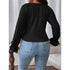 Plus Size Long Sleeve V-Neck Top in Black