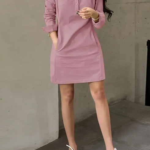 VONDA Summer Mini Dress with Long Sleeves and Pockets