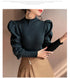 Slim Fit Turtleneck Sweater with Puff Sleeves