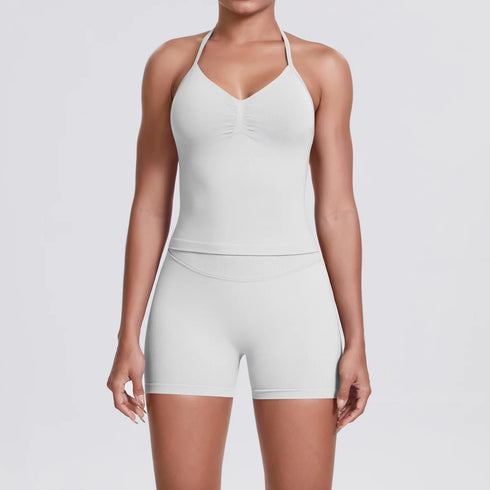 Yoga Shorts Set with Built-In Bra for Women