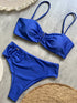 Push Up Bandeau Bikini Set in Olive Green