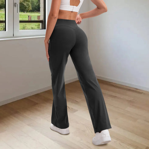 Women's High Waist Flared Yoga Pants with Pockets