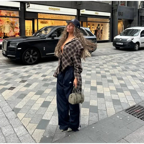 Casual Plaid V-Neck Blouse for Women