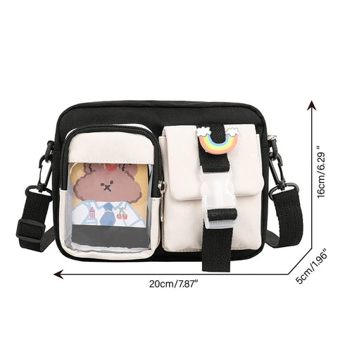 Kawaii Nylon Crossbody Bag with Multiple Pockets