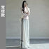 Plus Size Y2K Wide Leg Pants with Bow Tie Detail