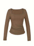 Hot Basic Square Neck Slim Women's Bottoming Clothing Casual Solid Long Sleeve Tops Versatile Fashion Multi-Color Blouse Gifts