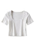 Square Neck Rib Crop T-shirt for Summer Casual Wear