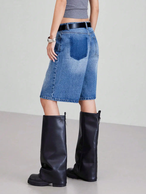 High-Waisted Loose-Fitting Denim Shorts for Women