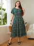 Plus Size Floral Bohemian Ankle-Length Dress