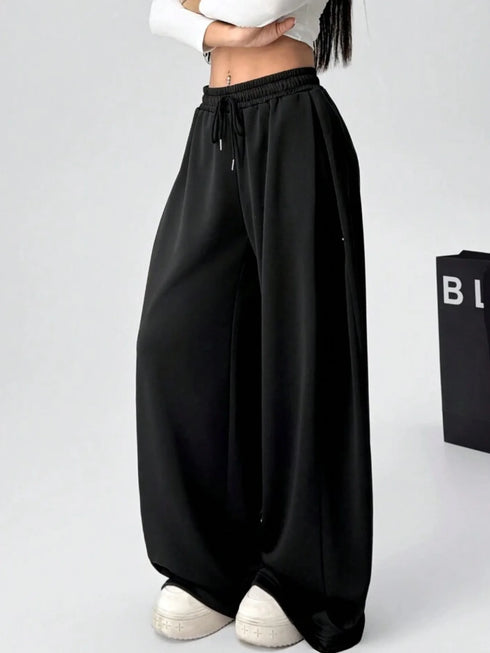 Women's Plus-Size Fleece Wide Leg Pants