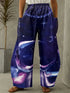 Abstract Star and Moon Print Wide-Leg Pants