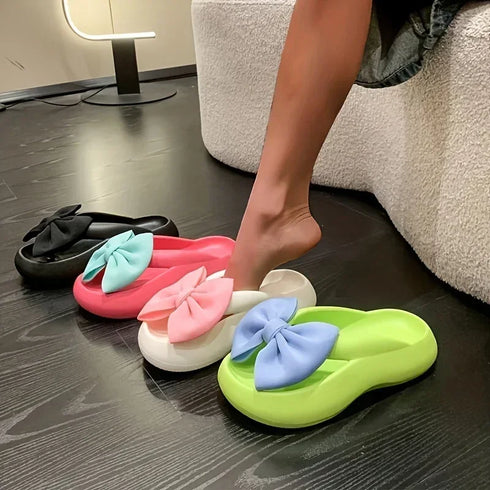 Women's Kawaii Bow Pillow Flip Flops - Soft Non Slip Slides