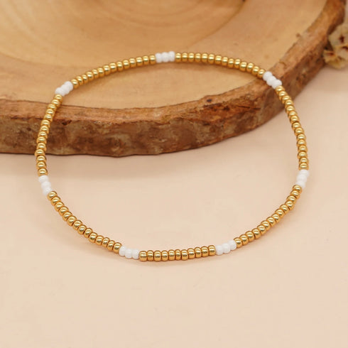 Miyuki Golden Bead Stretch Bracelet for Women