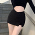 Black High Waist Split Mini Skirt for Women