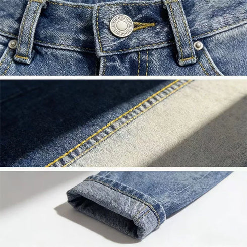 Women's High Waist Wide Leg Denim Jeans in Navy