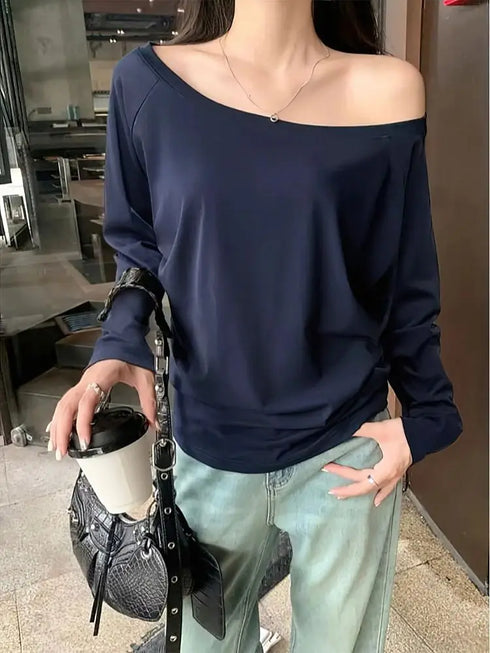 One Shoulder Long Sleeve Casual Top for Women