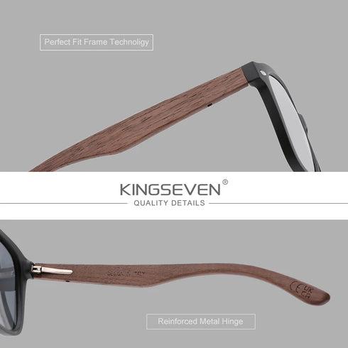 KINGSEVEN Wooden Cat Eye Sunglasses with Polarized UV400 Lenses