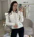 White Lace Hollow Out Blouse for Women