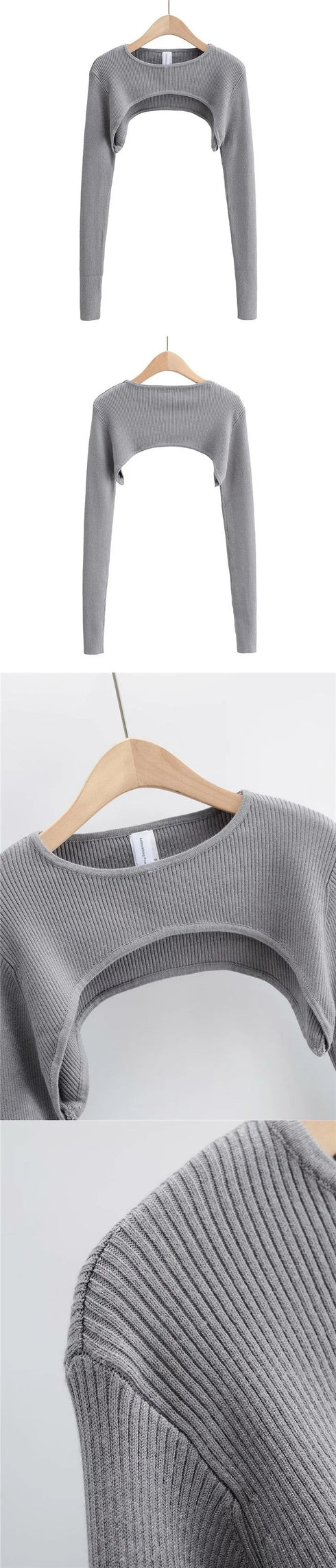 Long Sleeve O-Neck Crop Top for Women