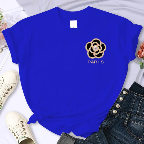 Chic Floral Oversized T-Shirt for Women - 100% Cotton Summer Casual Tee with Y2K Style & Short Sleeves