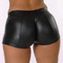 High Waist Black Leather Shorts Women Bodycon Push Up Sports Fitness Slim Joggers