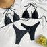 Four Piece Black and White Dotted Bikini Set